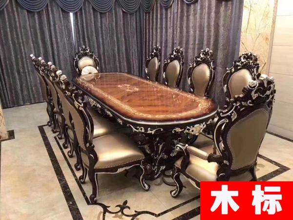 欧式餐厅欧式实木餐桌椅榉木家用餐桌JFL006